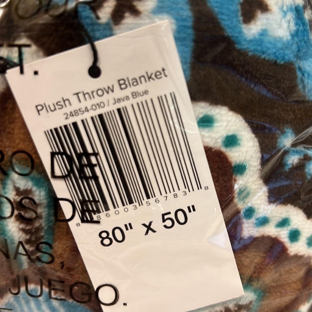 Vera Bradley RARE Java Blue Throw Blanket Super Soft Fleece 50” x 80” NWT - Picture 2 of 4